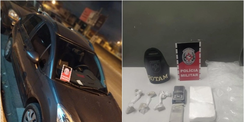 Homem são presos com drogas e PM recupera veículo durante Operação