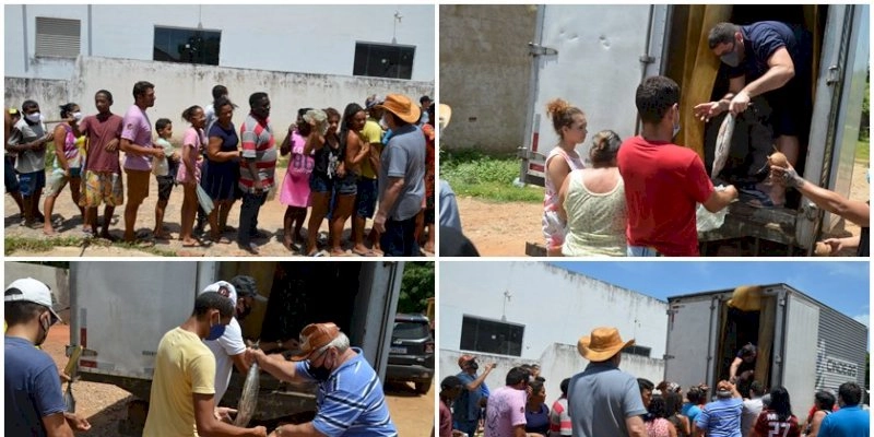 Jerônimo Júnior, Conafer, grupo do Peixe, deputado Jutay, e membros da oposição distribuem 2 mil toneladas de peixe em Marizópolis; Vídeo  