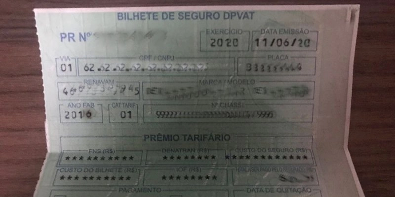 DPVAT pelo segundo ano seguido, Motorista não pagará o seguro obrigatório 