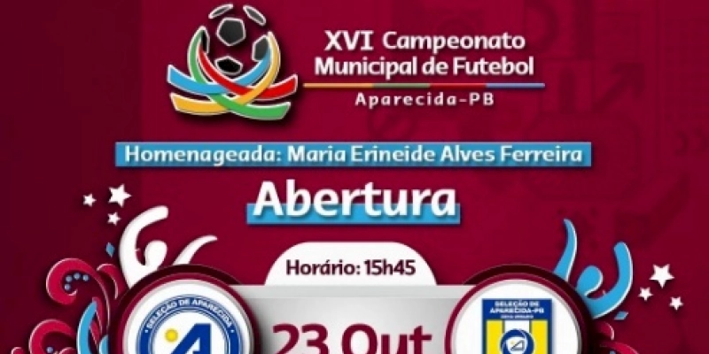 Partida entre Seleção da Zona Rural e Seleção da Zona Urbana será a abertura do XVI Campeonato Municipal de Futebol de Aparecida 