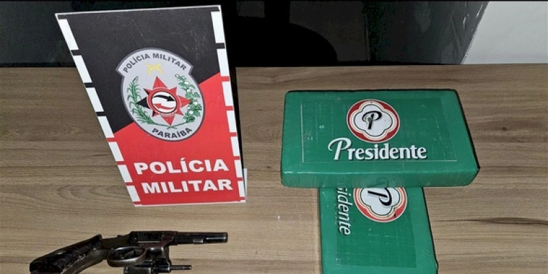 Policiais Militares prendem em flagrante suspeito de porte ilegal de arma de fogo e tráfico de drogas em Sousa