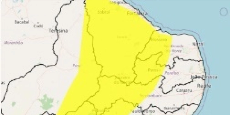 Inmet emite alerta amarelo de vendaval para Aparecida, Sousa e outras 82 cidades da Paraíba