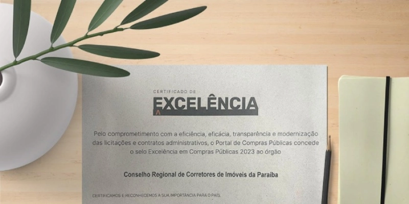 Excelência em compras públicas rende certificado ao Creci-PB