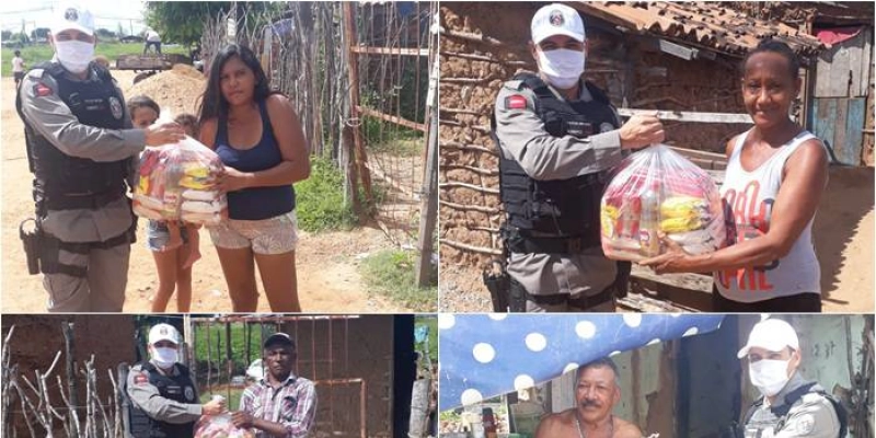 Alunos Soldados da PMPB doam alimentos a famílias da cidade de Sousa