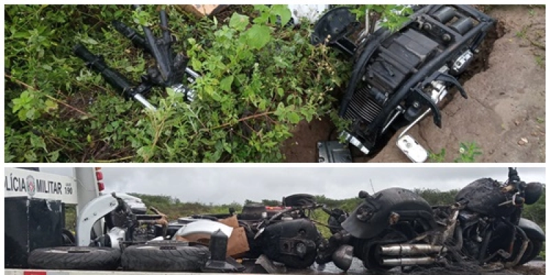 Motocicletas de luxo são encontradas queimadas pela polícia militar no interior da Paraíba 