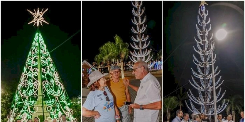 Cícero Lucena faz acendimento das árvores natalinas da Lagoa e Praça da Independência na iluminação de final de ano