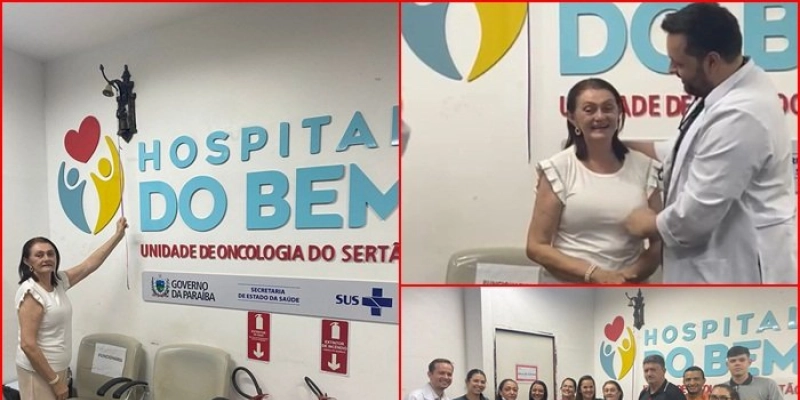 Em Patos: paciente toca o ‘sino da cura’ após tratamento no Hospital do Bem