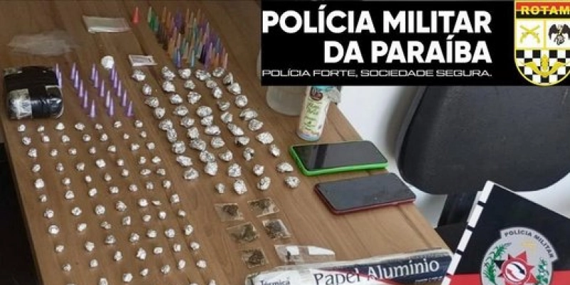 Polícia Militar conduz homem por tráfico de drogas no Bairro Jardim Brasília, em Sousa