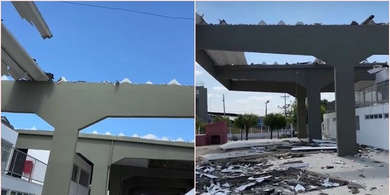 Desabamento na Rodoviária de Sousa: Vento arranca parte do teto da plataforma de desembarque