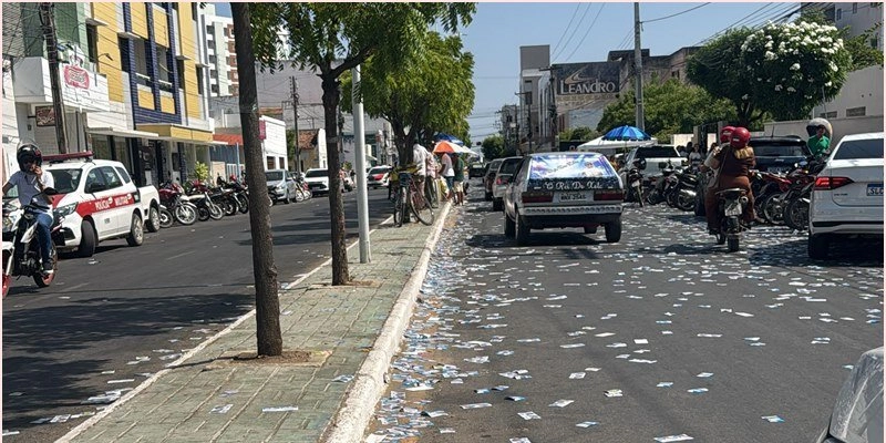 Eleitores de Sousa encontram ruas cheias de "santinhos" no primeiro dia de votação