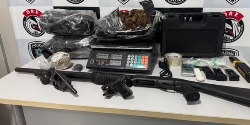 Dois indivíduos são detidos em operação da DRE-CG com três armas de fogo e grande quantidade de maconha