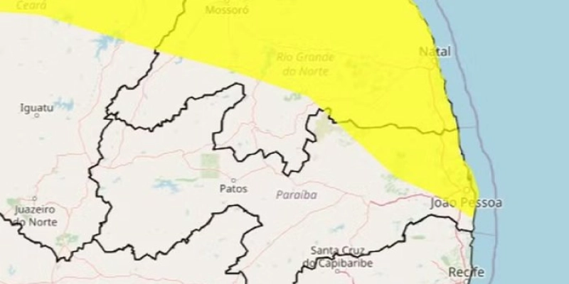 Inmet emite alerta de perigo potencial de chuvas intensas para João Pessoa e mais 59 cidades da PB