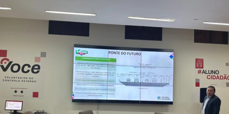 Secretário de Infraestrutura mostra o projeto da Ponte do Futuro a conselheiros e grupo de técnicos do TCE-PB