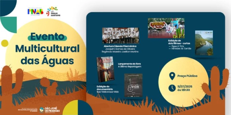 São José de Piranhas promove noite cultural com música, cinema e literatura nesta sexta-feira (11)