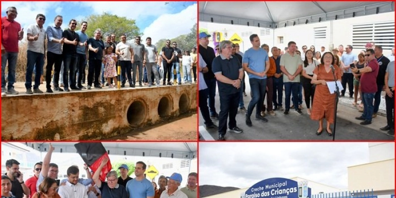 João Azevêdo entrega escola, creche, ginásio, estradas e inspeciona obras em Jericó e Lagoa