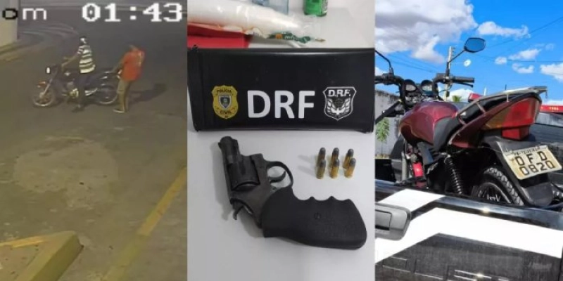 DRF prende suspeitos de roubo e furto em Patos e Teixeira; arma e moto são apreendidas