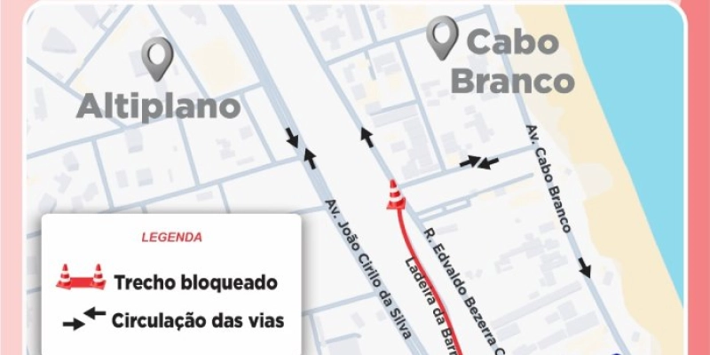 Ladeira entre Altiplano e Cabo Branco segue interditada pela Semob-JP para avaliação técnica