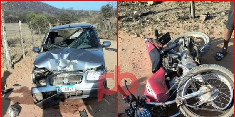 Colisão entre moto e carro deixa jovem ferido na zona rural de São Francisco