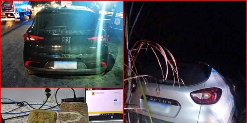PRF retira 7kg de maconha de circulação, recupera dois veículos roubados/furtados e flagra uso de documento falso