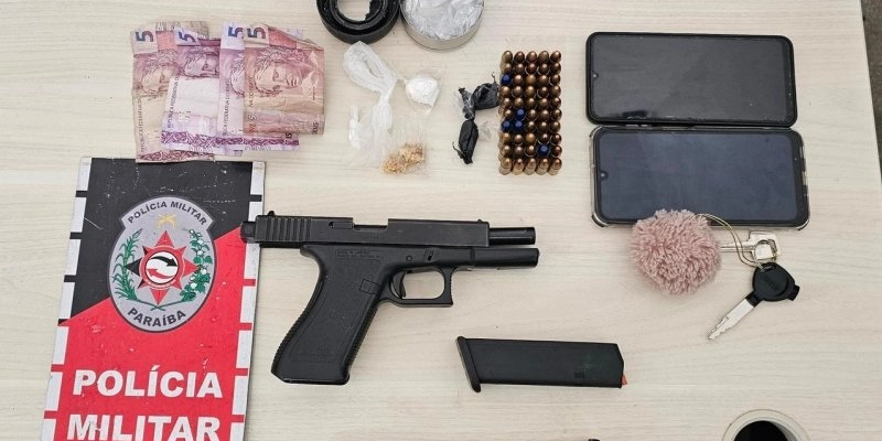 Polícia Militar prende Indivíduo por tráfico de drogas e porte ilegal de arma  de fogo em Cajazeiras