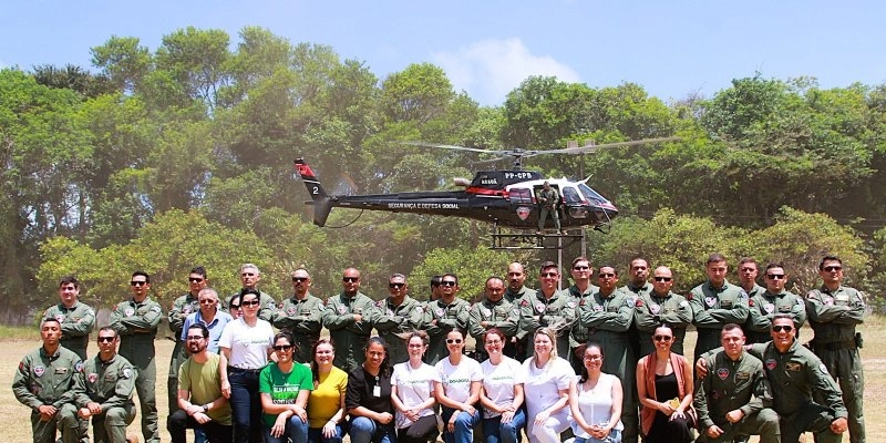 Grupamento Tático Aéreo promove instrução de segurança para equipes da Central Estadual de Transplantes
