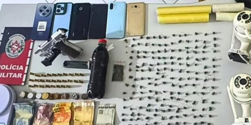 Polícia militar prende indivíduos por tráfico de drogas e porte ilegal de arma de fogo em São Bento
