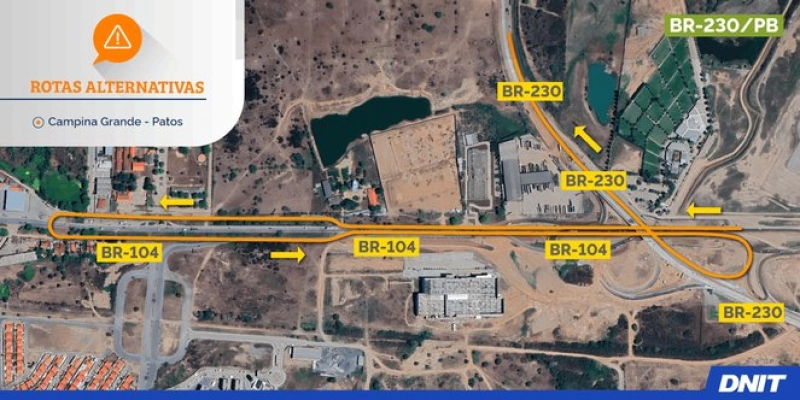 DNIT interdita alça de acesso na BR-230 em Campina Grande por 10 dias