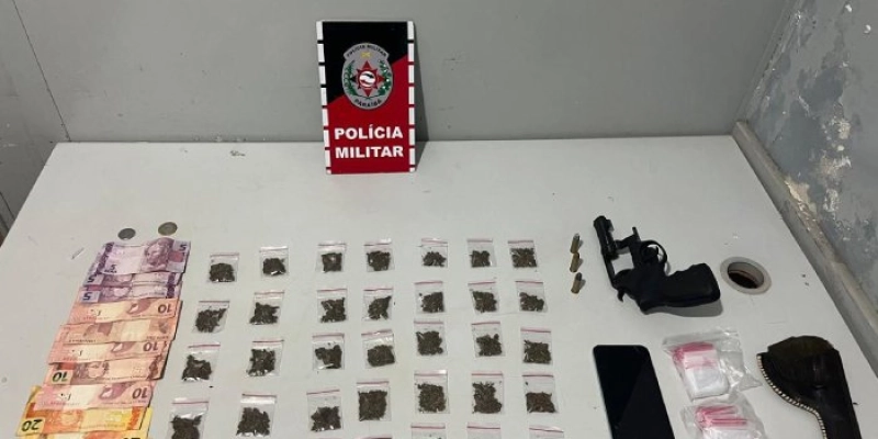 Suspeito é preso com arma e drogas durante reforço do policiamento na cidade de Jacaraú