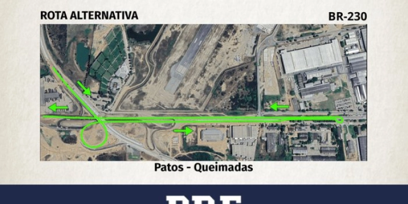 PRF alerta para mudança de tráfego na BR-230 em Campina Grande para realização de serviços de pavimentação