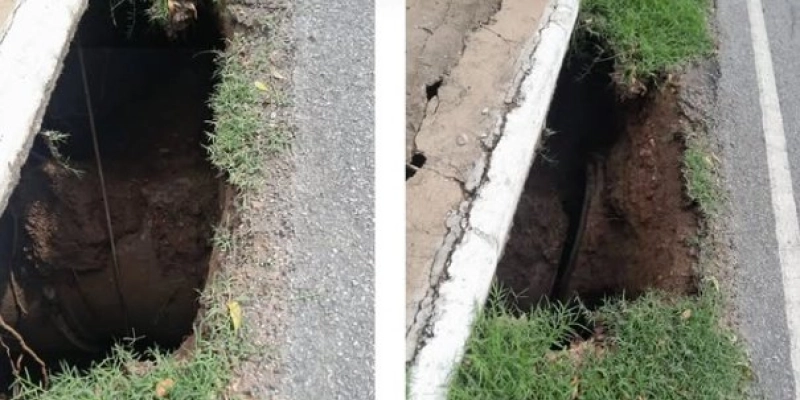 Cratera interdita trecho da PB-359 na saída de Aparecida após fortes chuvas