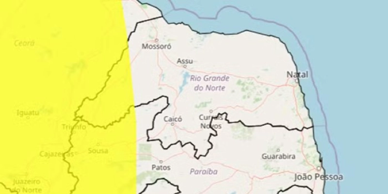 Inmet prevê chuvas intensas e ventos fortes em 64 cidades da PB