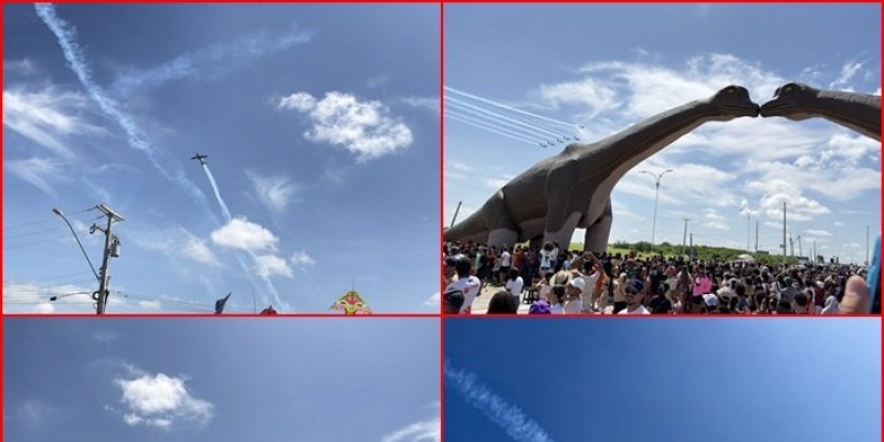 Em parceria com a gestão do prefeito Helder Carvalho, Esquadrilha da Fumaça reúne multidão ao promover espetáculo aéreo nos céus de Sousa