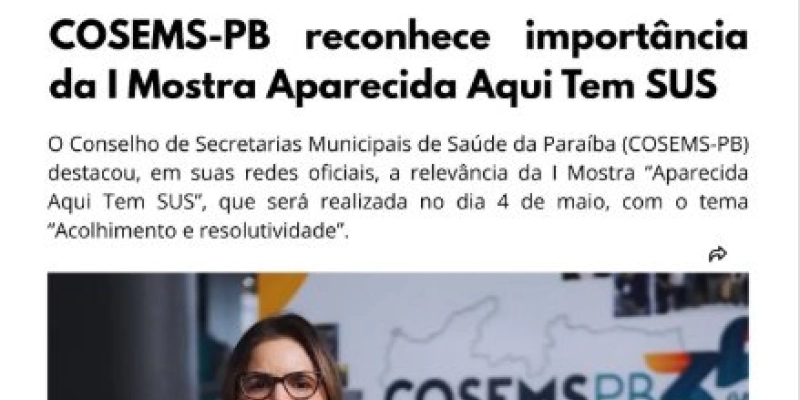 COSEMS-PB destaca iniciativa de Aparecida voltada ao fortalecimento do SUS