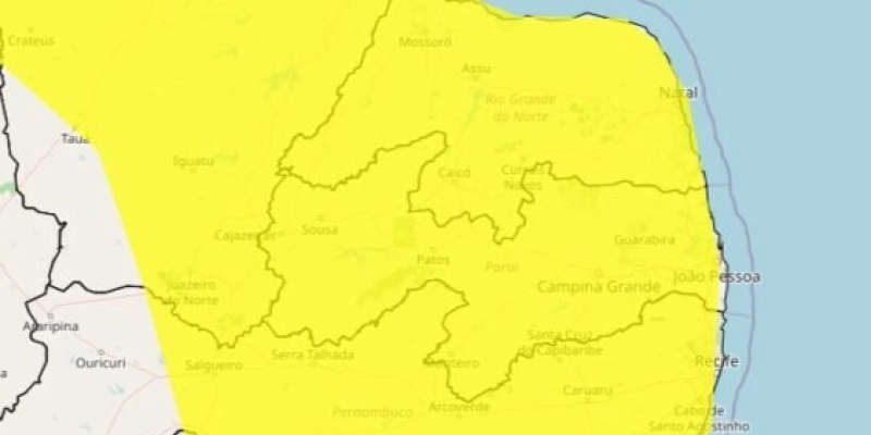 Inmet emite alertas de perigo para chuvas intensas e ventos de até 100 km/h na Paraíba