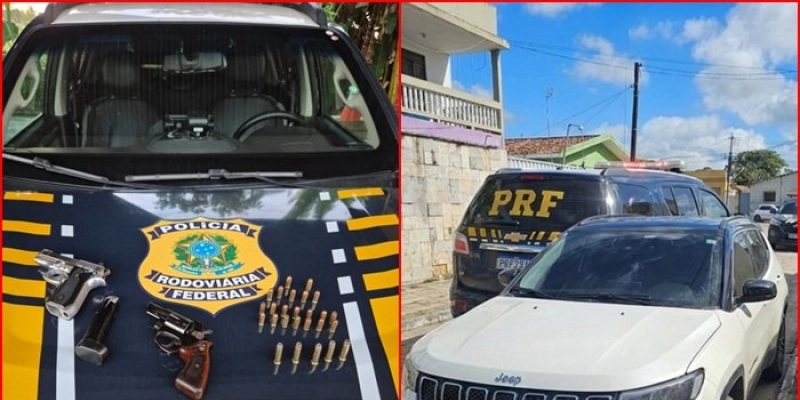 PRF prende foragido da Justiça e apreende armas, munições e veículo clonado