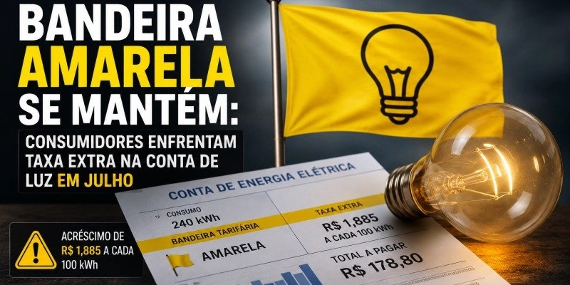 Bandeira amarela se mantém: consumidores enfrentam taxa extra na conta de luz em julho