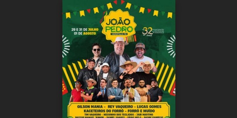 Vieirópolis anuncia João Pedro 2026 e celebra 32 anos de Emancipação Política