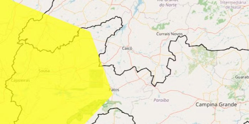Inmet coloca 74 cidades do interior da Paraíba em alerta amarelo para baixa umidade