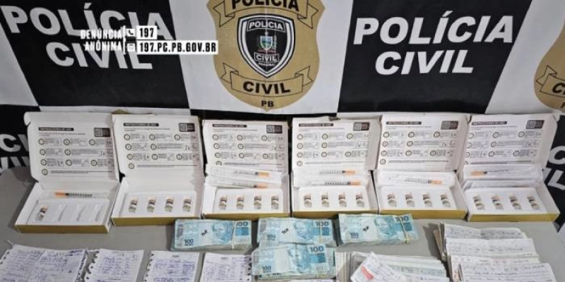 Operação da Polícia Civil apreende Mounjaro ilegal e R$ 1,8 milhão em cheques na Paraíba
