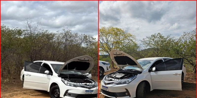 Após noite de terror e família feita refém, carro levado por assaltantes em São Francisco é localizado na região de Pombal