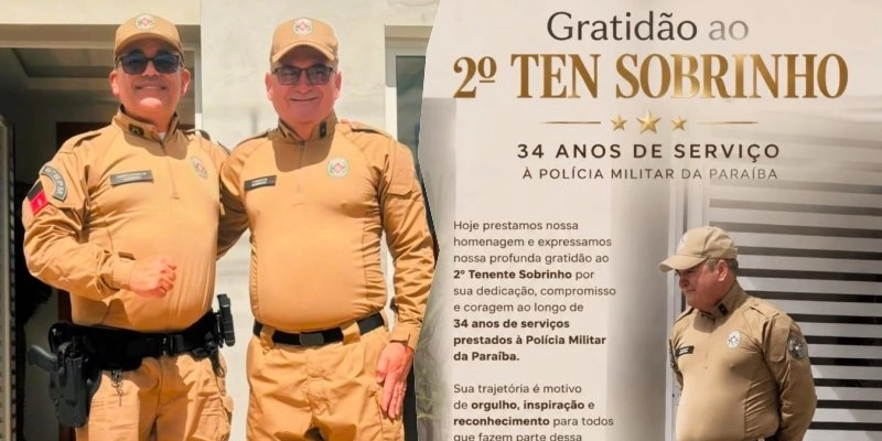 Após 34 anos de carreira, 2º Tenente Sobrinho recebe reconhecimento da Polícia Militar em Triunfo na Paraíba