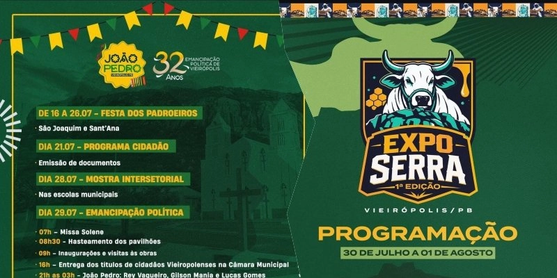 Prefeito divulga programação dos 32 anos de emancipação politica de Vieirópolis 