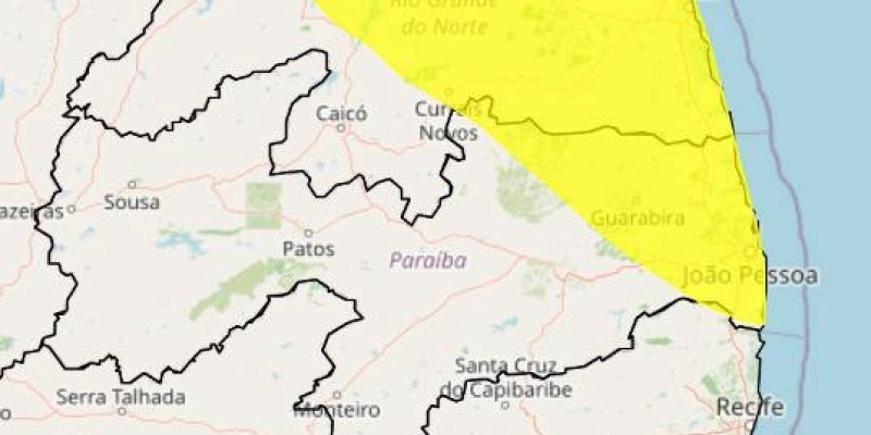 Inmet renova alerta de chuvas intensas e ventos fortes para João Pessoa e mais 69 cidades da PB