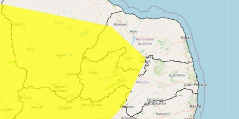 Inmet renova alerta de baixa umidade do ar para 97 cidades do Sertão da Paraíba