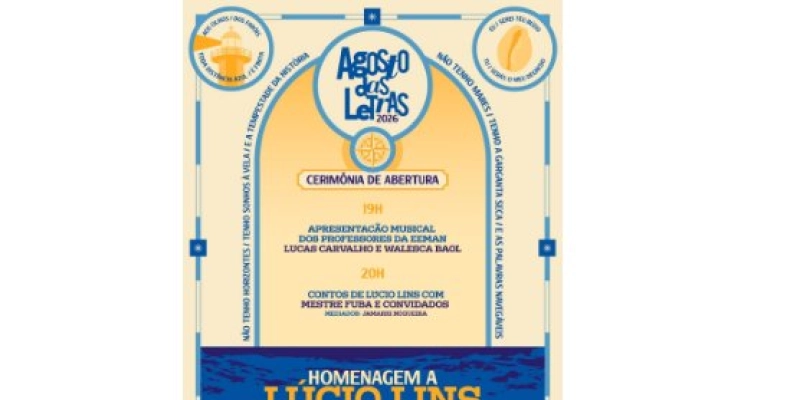 Agosto das Letras tem abertura oficial nesta sexta-feira, no Santa Roza, e segue para Alcantil com programação gratuita
