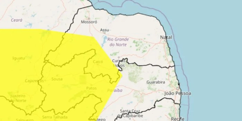 Inmet amplia alerta amarelo de baixa umidade para 106 municípios da Paraíba