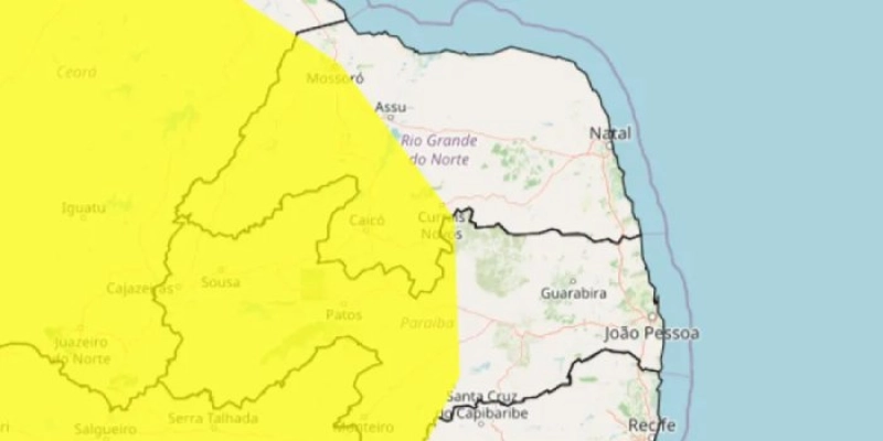 Inmet emite alerta amarelo de baixa umidade para 98 municípios da Paraíba
