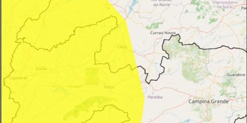 Inmet emite alerta amarelo para baixa umidade em dezenas de cidades no interior da Paraíba