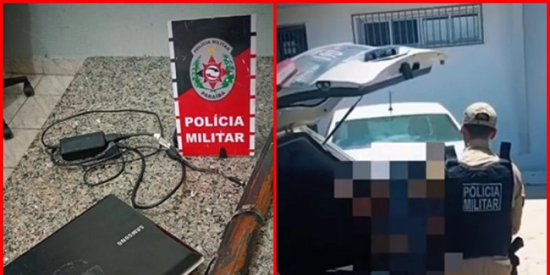 PM usa imagens de segurança, recupera notebook furtado e apreende arma artesanal em Piancó
