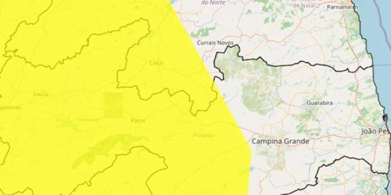 Inmet renova alerta amarelo de baixa umidade para 122 municípios da Paraíba